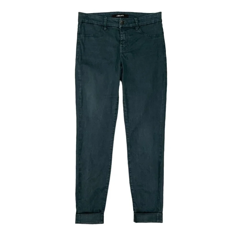 J Brand Anja Jeans Womens 25 Slate Luxe Sateen Cuffed Ankle Cropped Mid Rise